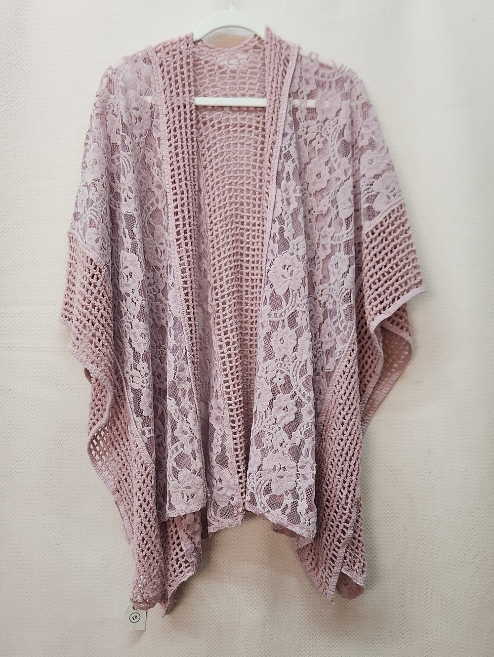 EARTHBOUND Lace & Crochet Open-Front Poncho - Dusty Mauve